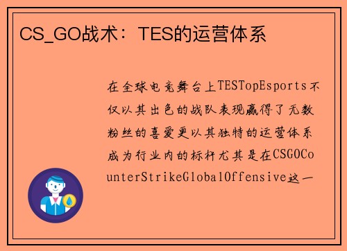 CS_GO战术：TES的运营体系