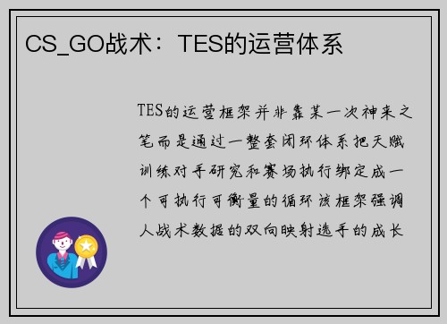 CS_GO战术：TES的运营体系